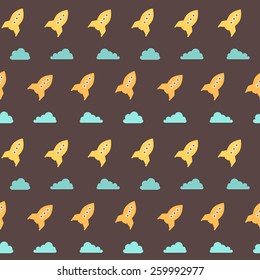 Vintage yellow rocket pattern