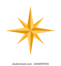 Vintage yellow sparkle light star icon flat vector design