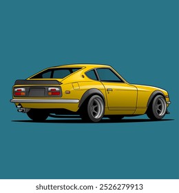 Una Ilustración vectorial de coche deportivo amarillo de Antiguas