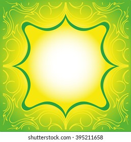 Vintage yellow-green background. Yellow frame on green, in vector