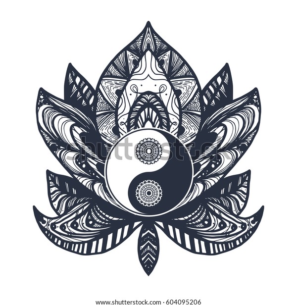 Vintage Yin Yang Mandala Lotus Tao Stock Vector Royalty Free