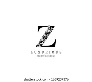 Vintage Z letter luxury beauty flourishes ornament monogram logo perfect for boutique, wedding invitation, restaurant,hotel.