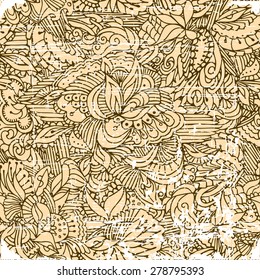 Vintage zentangle background with the same seamless pattern inside the file.
