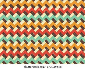Vintage zigzag geometric pattern. Retro grunge background. 