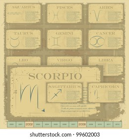 Vintage zodiac horoscope with zodiac sign - vector illustration