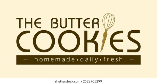 Vintage-inspired bakery logo in earthy tones, with elegant typography and a whisk icon. Perfect for homemade cookie shops, artisanal bakeries, or cafes seeking a timeless brand identity.