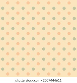 A vintage-inspired pattern with a yellow background, featuring green and orange dots. Ideal for nostalgic, retro designs on mobile, tablet, web, and various graphic and print design applications.