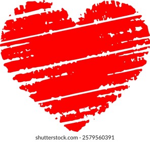 "Vintage-inspired red grunge heart, a textured icon representing love and passion."
