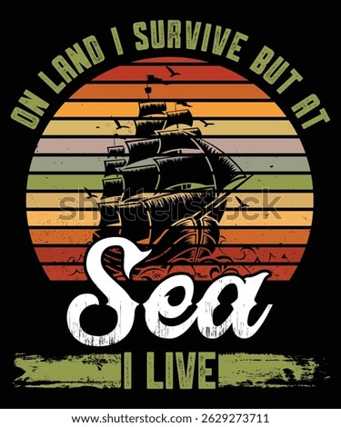 Vintage-inspired sailing design featuring classic nautical elements like anchors, sailboats, and ocean waves. Perfect for sea lovers, yacht enthusiasts, and maritime adventurers.