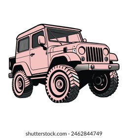 vintage--off-roading-jeep vector illustration, this is a editable vector file.