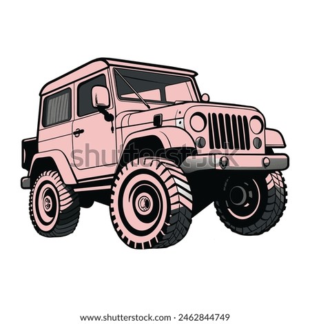 vintage--off-roading-jeep vector illustration, this is a editable vector file.