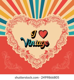 Vintage-retro composition designed in the shape of a heart