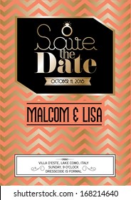vintage/retro wedding save the date invitation card template vector/illustration