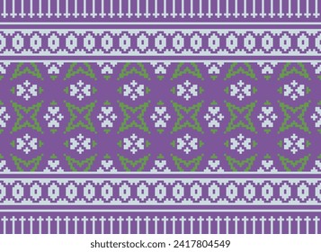 Vintages cross stitch traditional ethnic pattern paisley flower Ikat background abstract Aztec African Indonesian Indian seamless pattern for fabric print cloth dress carpet curtains and sarong