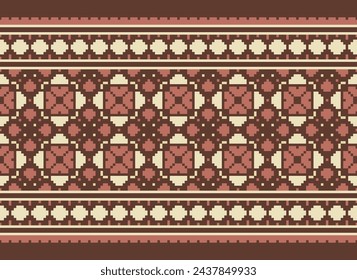 Vintages Cross Stitch Traditional Ethnic Pattern Paisley Flower Ikat Background Abstract Aztec African Indonesian Indian Seamless Pattern for Fabric Print Cloth Dress Carpet Curtains and Sarong