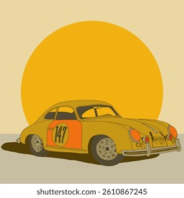 Vintages sunset gold racing car