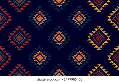 Vintages patrón étnico tradicional. Estilo de patrón de píxeles. Diseño para el fondo, alfombra, Fondo de pantalla, ropa, envoltura, batik, tela, Vector, ilustración, bordado.