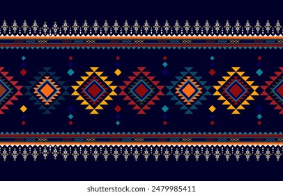 Vintages traditional ethnic pattern. Pixel pattern style. Design for background, carpet,wallpaper,clothing,wrapping,batik,fabric,Vector,illustration,embroidery.