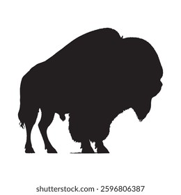 Vintage-Style Bison Silhouette for Classic and Rustic Designs - Bison Vector - Bison Icon
