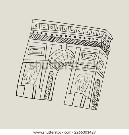 The vintage-style black outline of an old gate building design. Elegant and historic, perfect for architecture enthusiasts. Ideal for print materials, merchandise, and branding.
