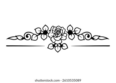 Vintage-style black and white floral pattern featuring elegant rose outlines. Perfect for decor, invitations, packaging, and digital design. High-quality vector line art.