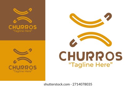 Un logotipo de tienda de churros de estilo vintage que utiliza Elementos decorativos adecuados para panaderías tradicionales y puestos de postres.