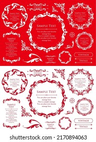 Vintage-style decorative design. Retro design material. Antique frame design set