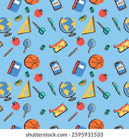 A vintage-style education pattern with a unique hand-drawn touch. Featuring organic sketch lines, rough textures, and a classic color.