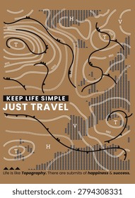 Vintage-style hand-drawn travel doodle map featuring a world outline, compass, and motivational travel quote illustration.