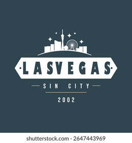 Vintage-style Las Vegas skyline graphic