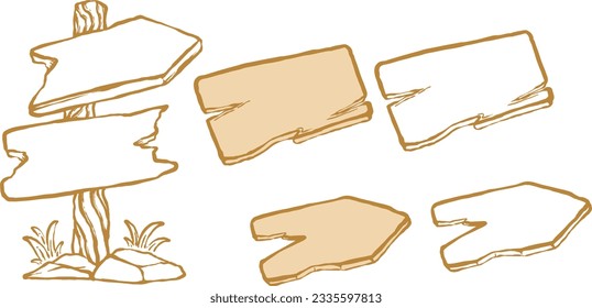 vintage-style organic wooden signage with lineart