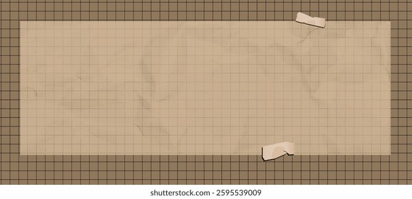 A vintage-style paper background featuring a grid pattern with a crumpled texture
