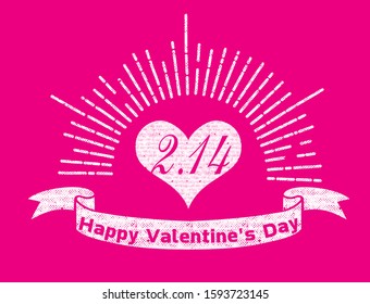 Vintage-style Valentine's Day logo with a motif of concentrated lines and hearts.