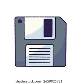 Vintage-style vector illustration of a floppy disk. Retro tech design perfect for nostalgia, old-school storage, or technology evolution themes.