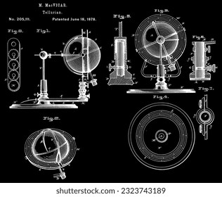 Vintago Tellurian Patent Print, Astronomical Device, Planet Earth Planetarium, Solar System, Educational Astronomy