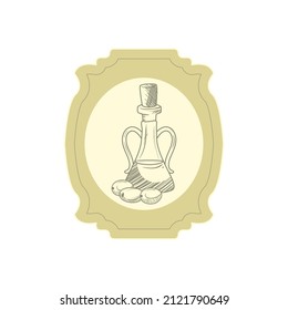 vintange label with olive oil over white