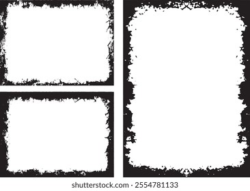 Vintge vector of Distressed Grunge Photo Frames with Cracked and Weathered Textures for Artistic and Edgy Visual Displays