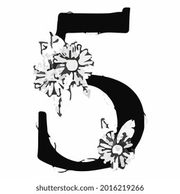 vinyl alphabet number five vector art