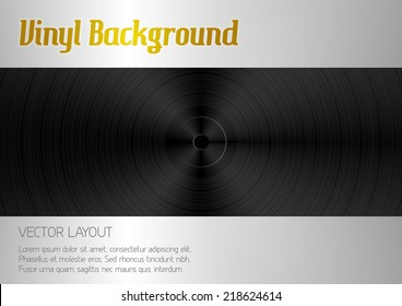 Vinyl background. Black texture as vinyl desk. Vector layout.