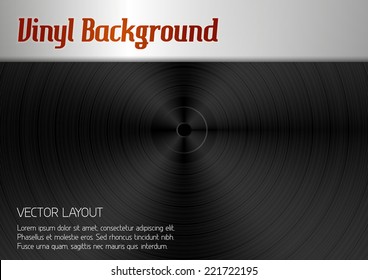 Vinyl background. Black texture as vinyl desk. Vector layout.