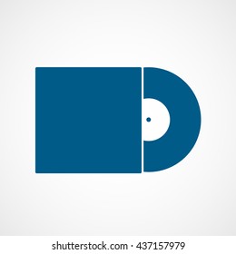 Vinyl Blue Flat Icon On White Background