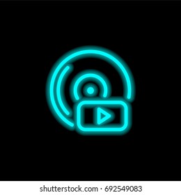 Vinyl blue glowing neon ui ux icon. Glowing sign logo vector
