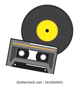 vinyl cassette pop art elements vector illustration