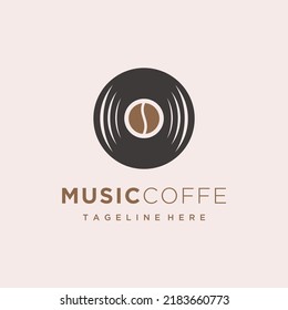 vinilo y café ha sido la plantilla de diseño del logotipo de la música