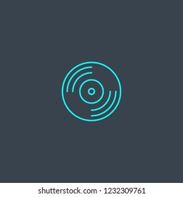 vinyl concept blue line icon. Simple thin element on dark background. vinyl concept outline symbol design from Music set. Can be used for web and mobile UI/UX