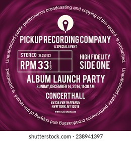 Vinyl Cover Or Label Design Using As Layout For Concert Poster Of An Album Launch Party