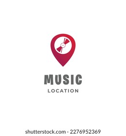 vinyl disc cassette location logo on isolated background