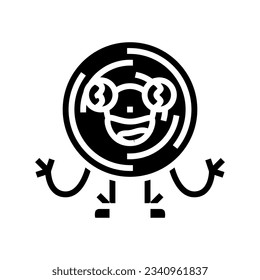 vinyl disc character retro music glyph icon vector. vinyl disc character retro music sign. isolated symbol illustration