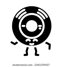 vinyl disc character retro music glyph icon vector. vinyl disc character retro music sign. isolated symbol illustration
