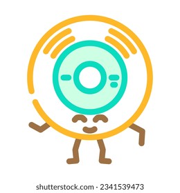 vinyl disc character retro music color icon vector. vinyl disc character retro music sign. isolated symbol illustration